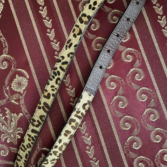 Vintage S Oscar la Renta Genuine Cowhide Leather Cheetah Belt Brown Beige Gold main image 5